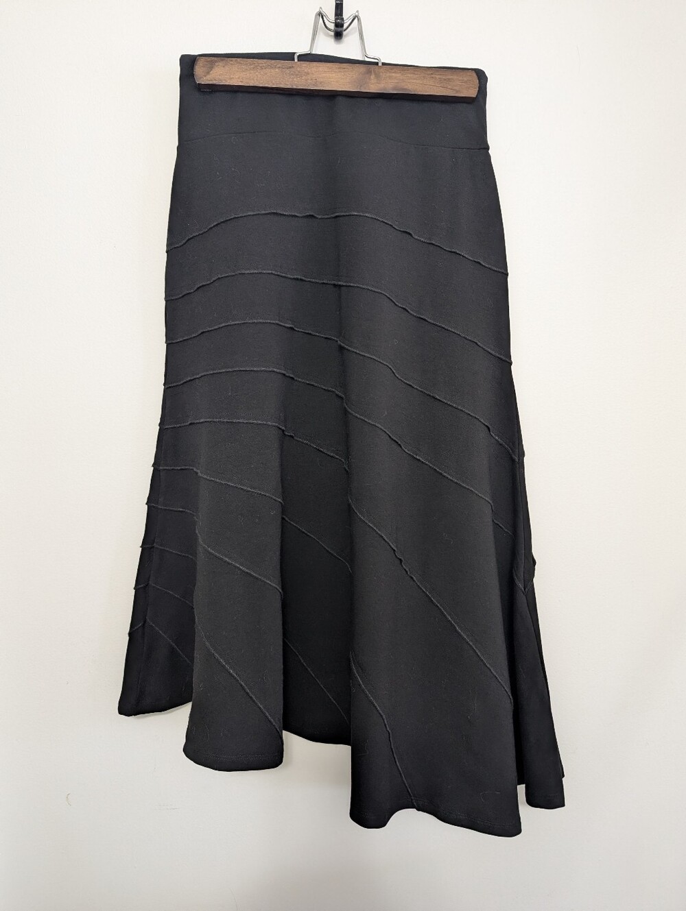 Blue Sky XS Skater Skirt Black Half Circle Bamboo Cotton Ribbed Asymmetrical
